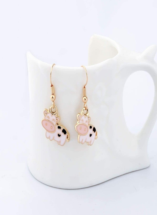 FORUBUS Cute Cow Dangle Earrings for Women - Zodiac Strawberry Cow Jewelry for Women-white - Image 4